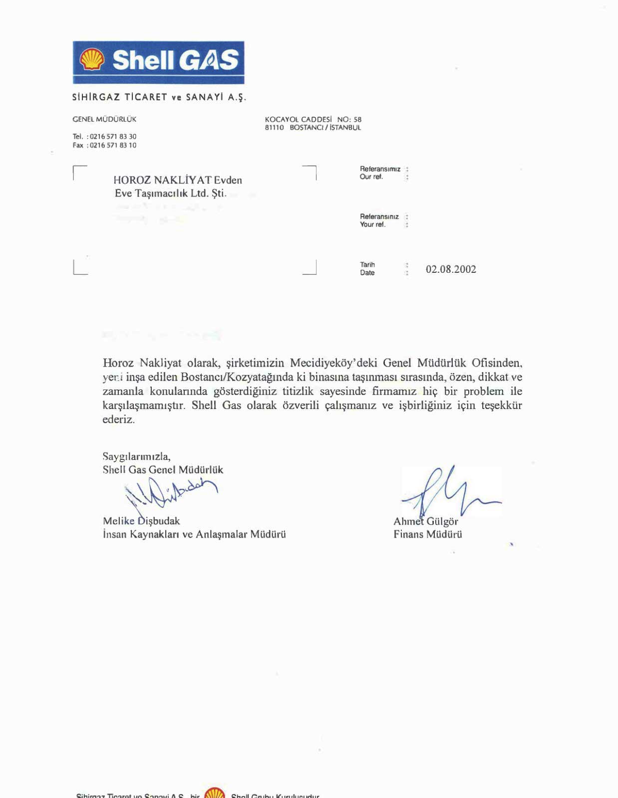 Horoz Nakliyat referans mektubu 12