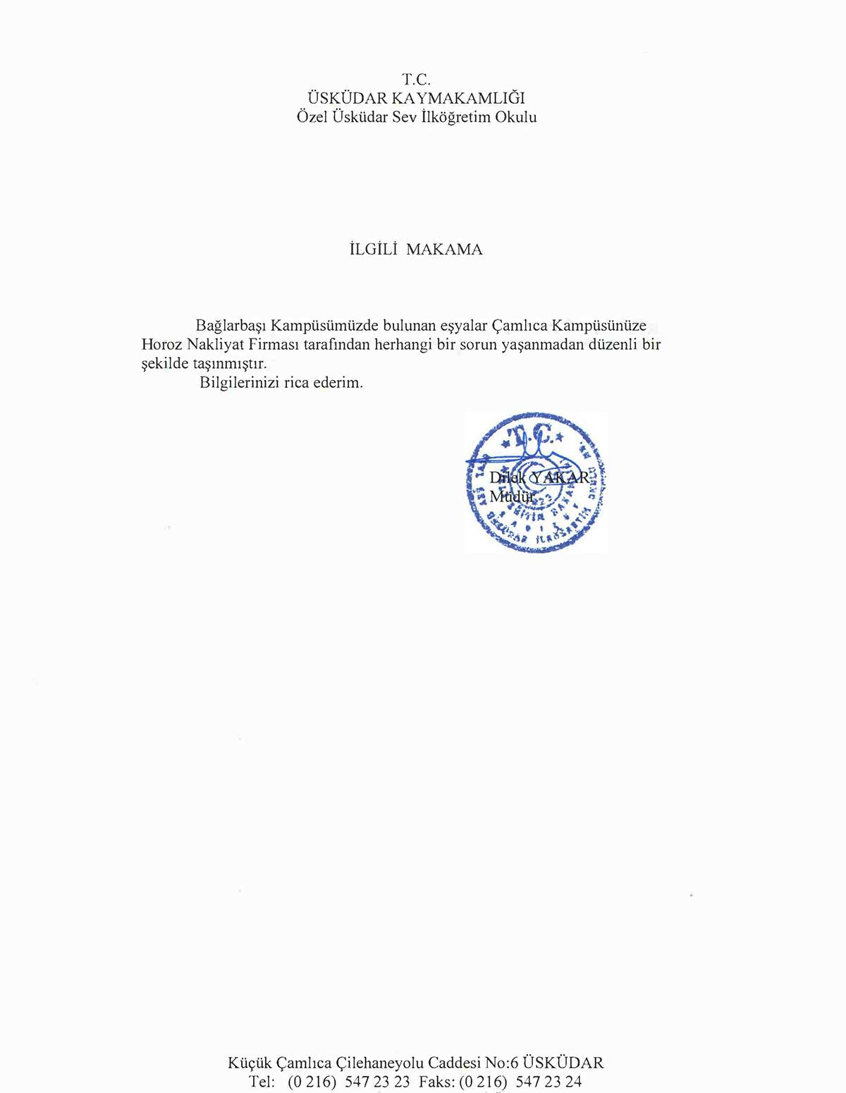 Horoz Nakliyat referans mektubu 13