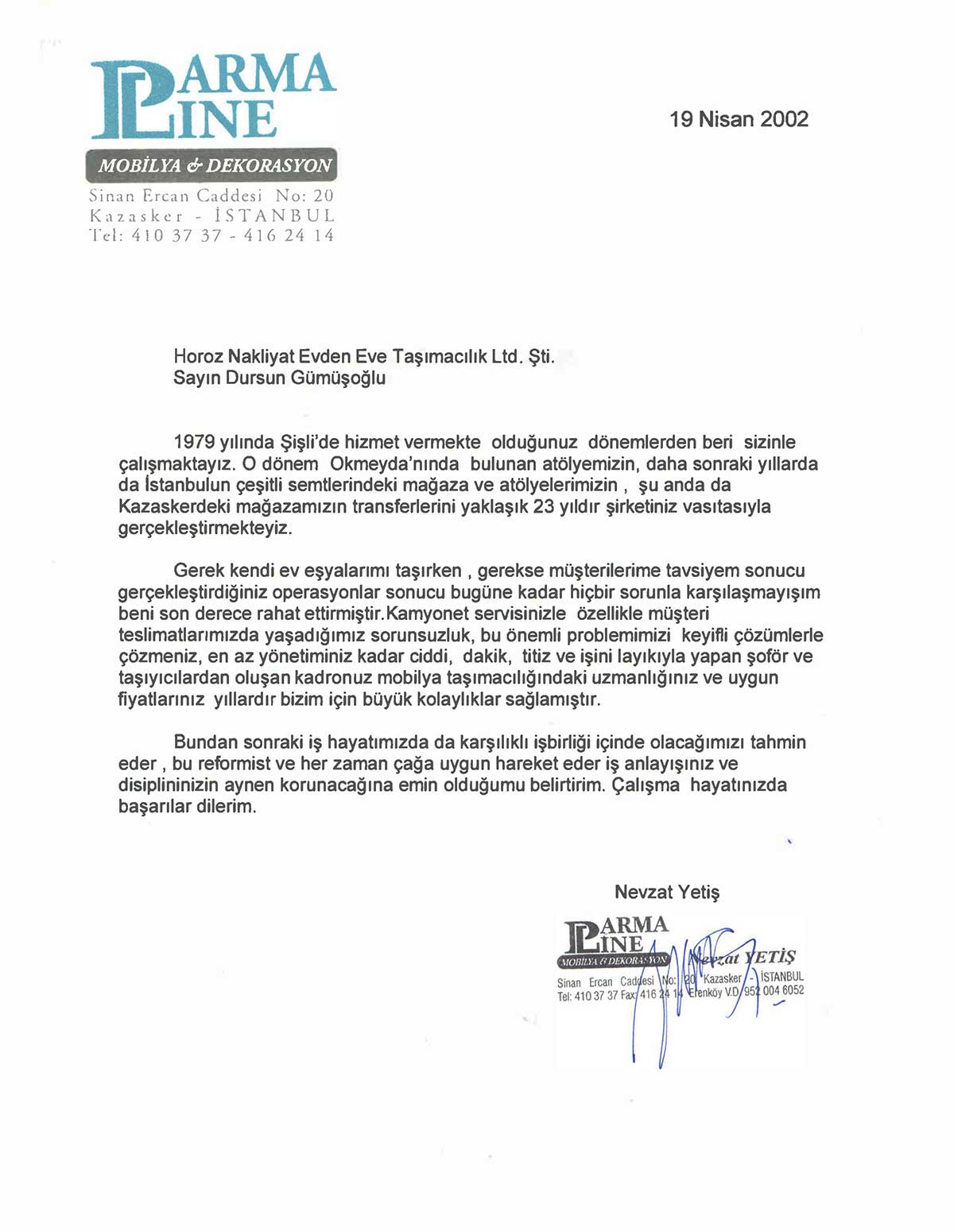 Horoz Nakliyat referans mektubu 15