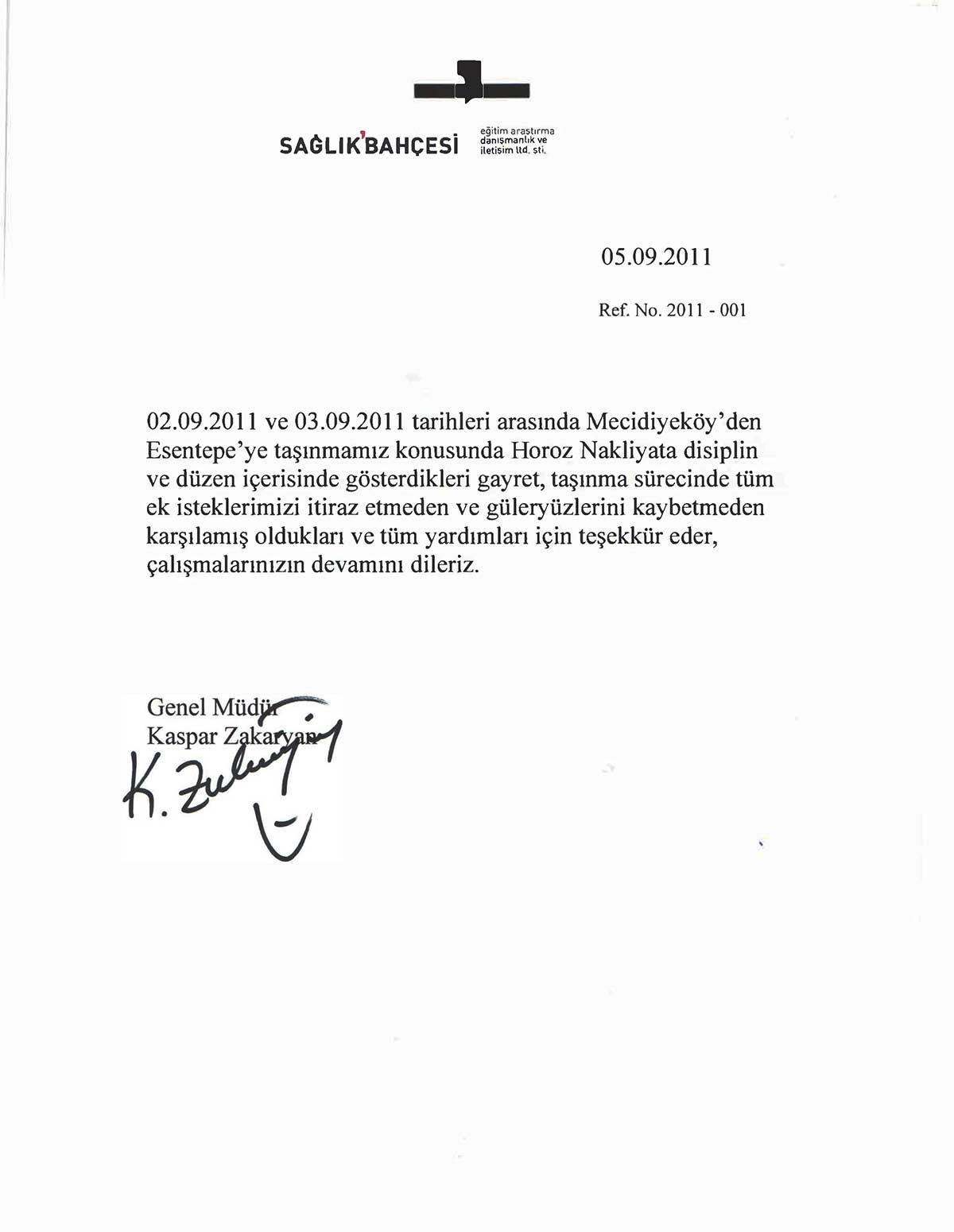 Horoz Nakliyat referans mektubu 20