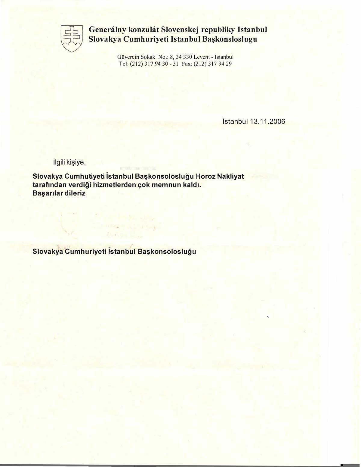 Horoz Nakliyat referans mektubu 24