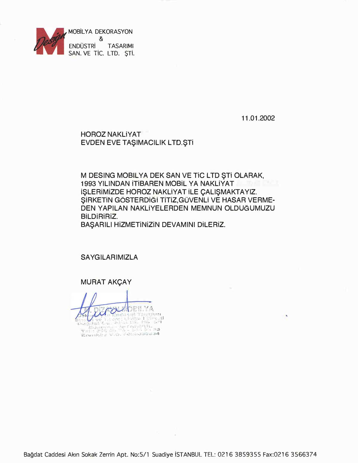 Horoz Nakliyat referans mektubu 34