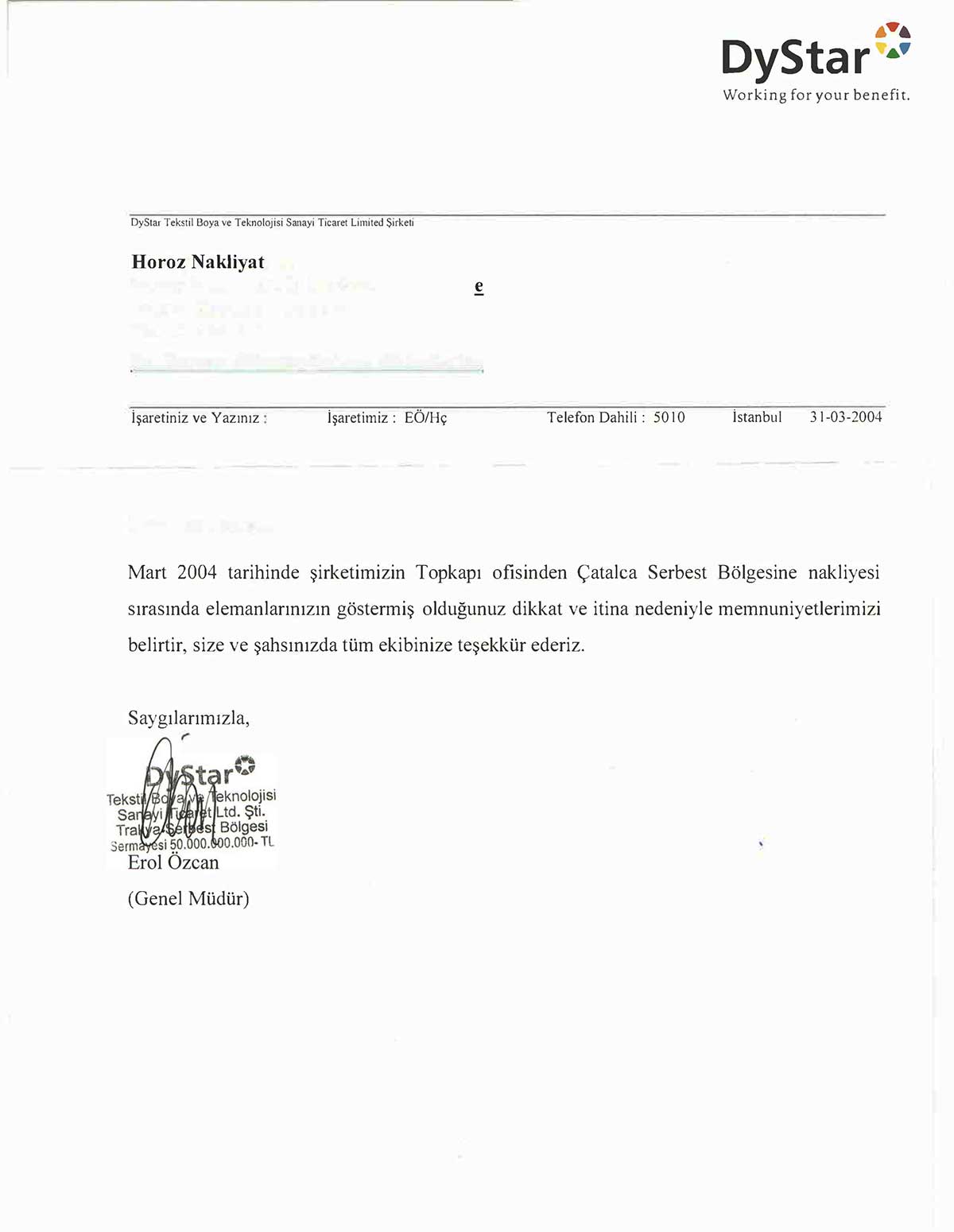 Horoz Nakliyat referans mektubu 36